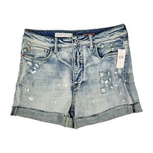 Pilcro Shorts Womens Size 28 Distressed Paint Splatter Button Fly Cuffed Hem New